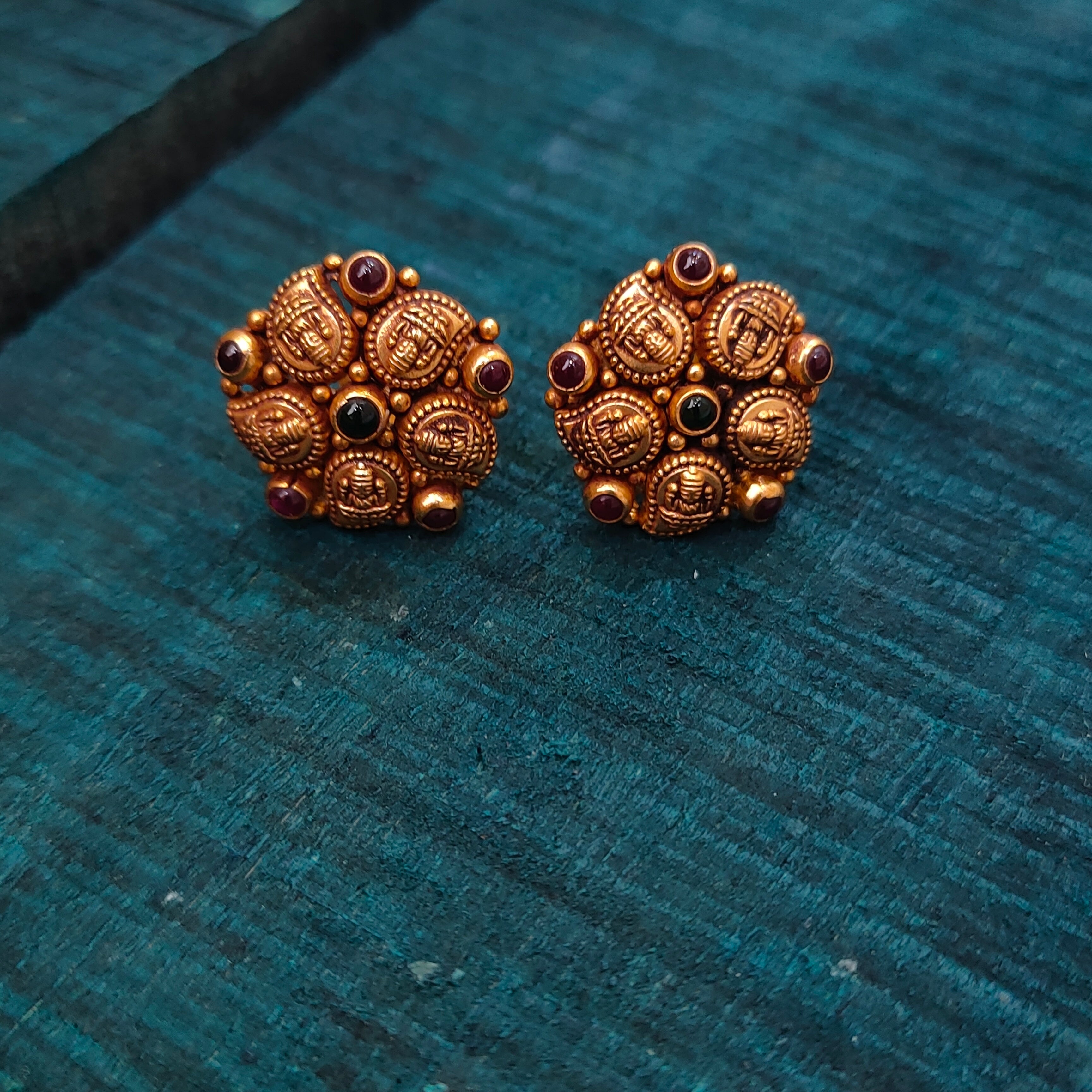 925 Silver Gold Plated Nakshi Earstud -1402