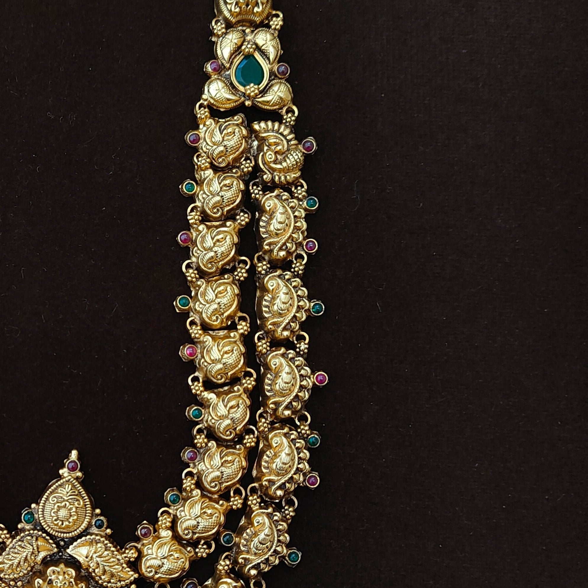 925 Silver Gold Plated Nakshi Haram-1344