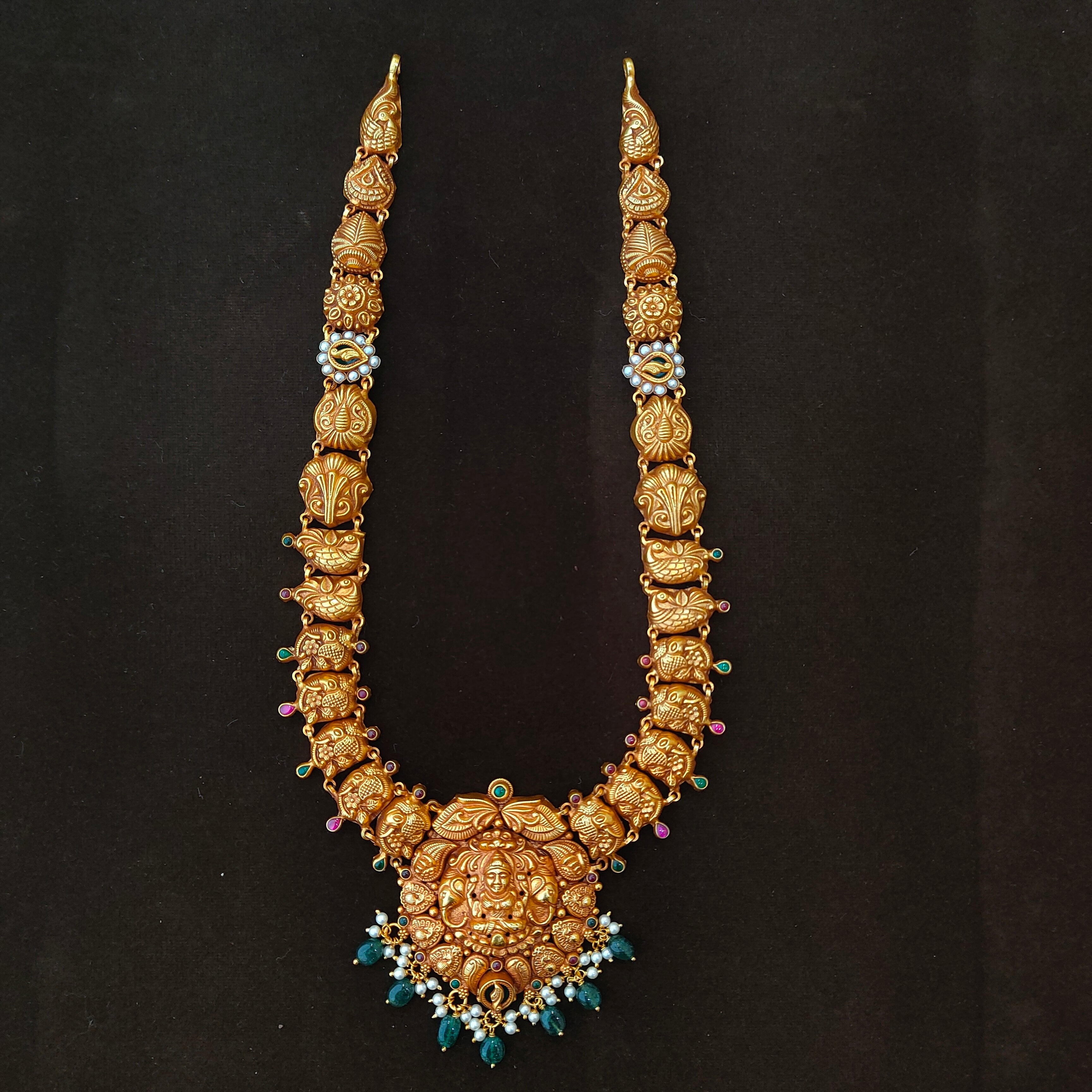 925 Silver Gold Plated Nakshi Haram-1388