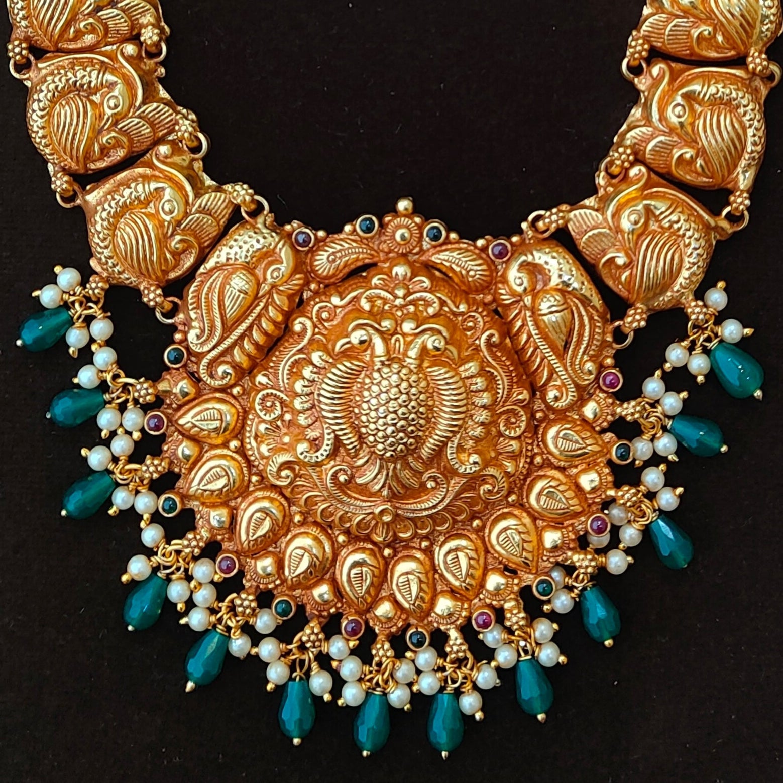 925 Silver Gold Plated Nakshi Haram-1892