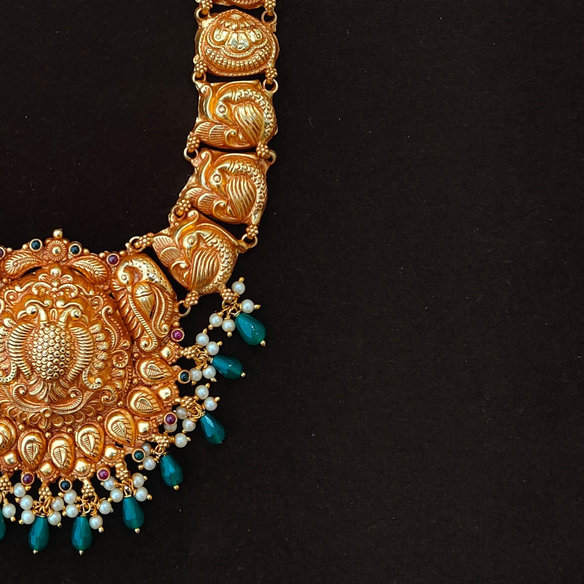 925 Silver Gold Plated Nakshi Haram-1892