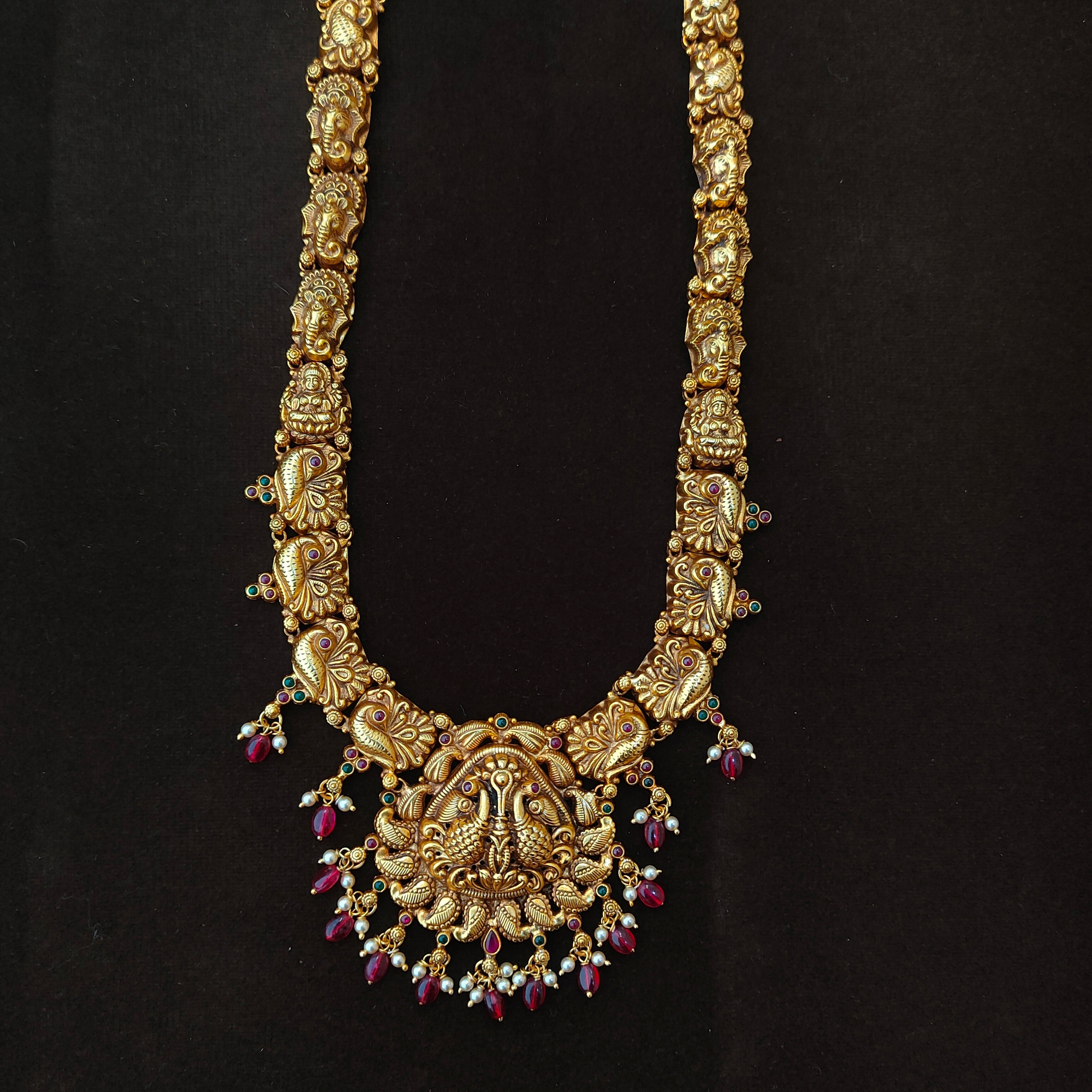 925 Silver Gold Plated Nakshi Haram-1894