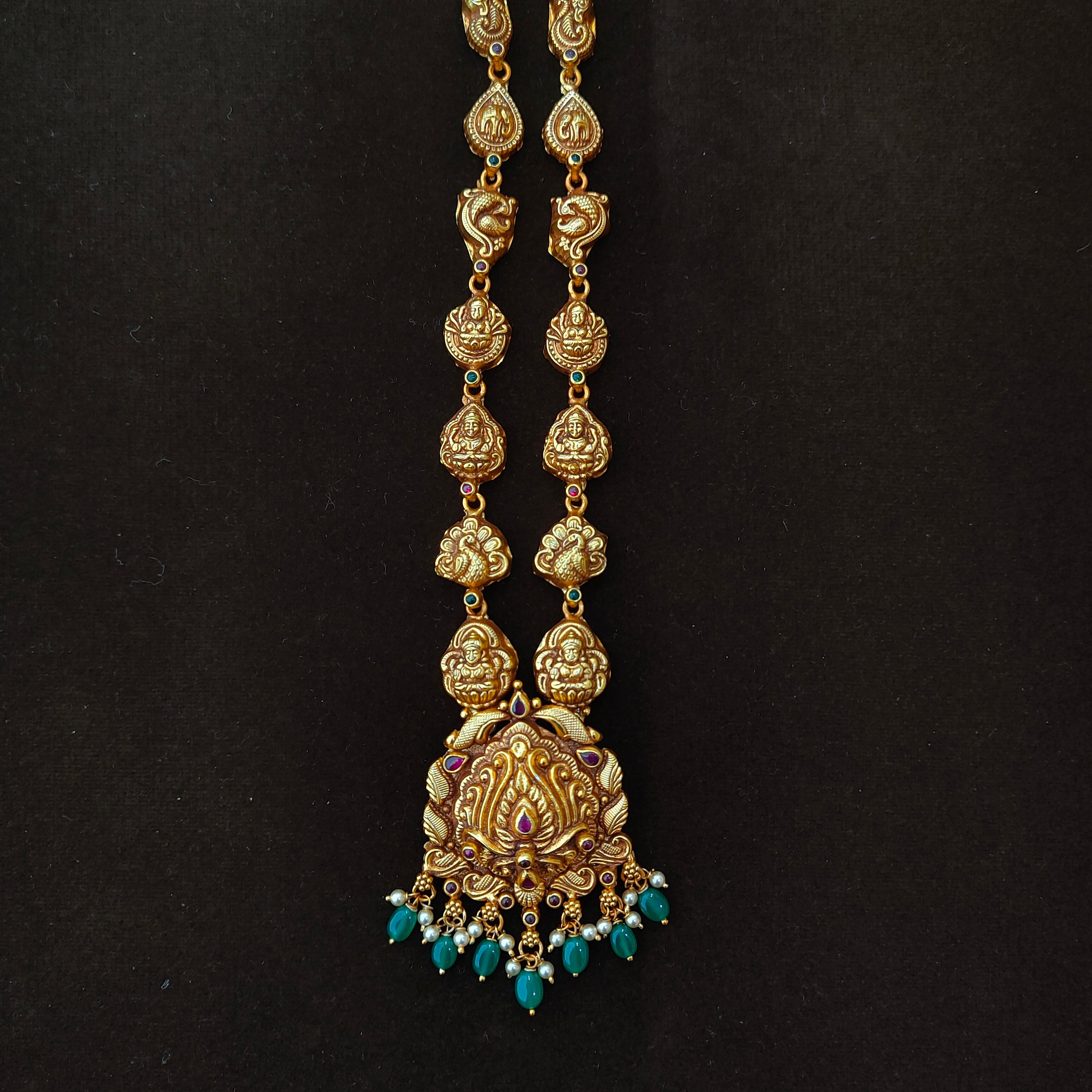 925 Silver Gold Plated Nakshi Neckpiece - 1399