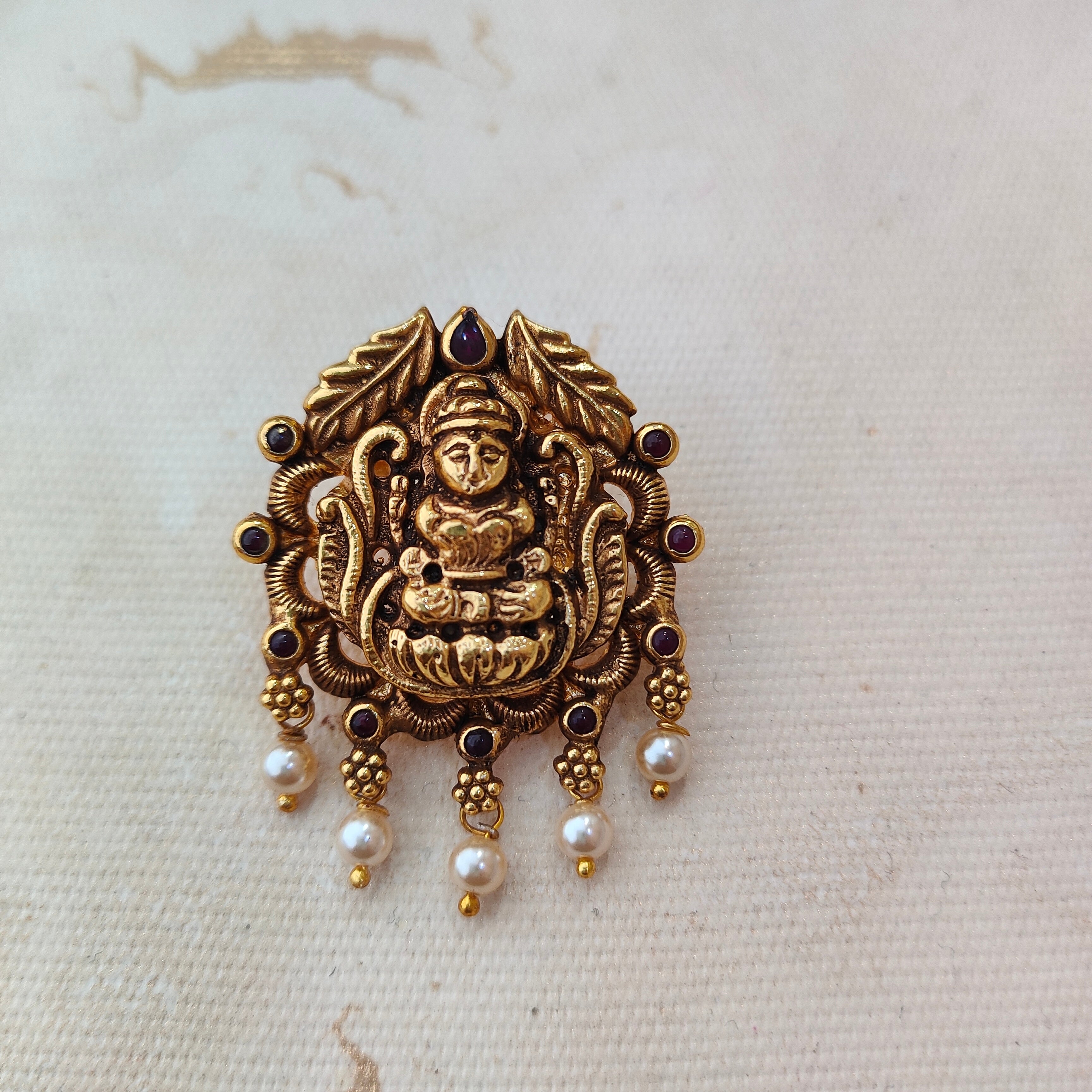 925 Silver Gold plated Nakshi Pendant-1358