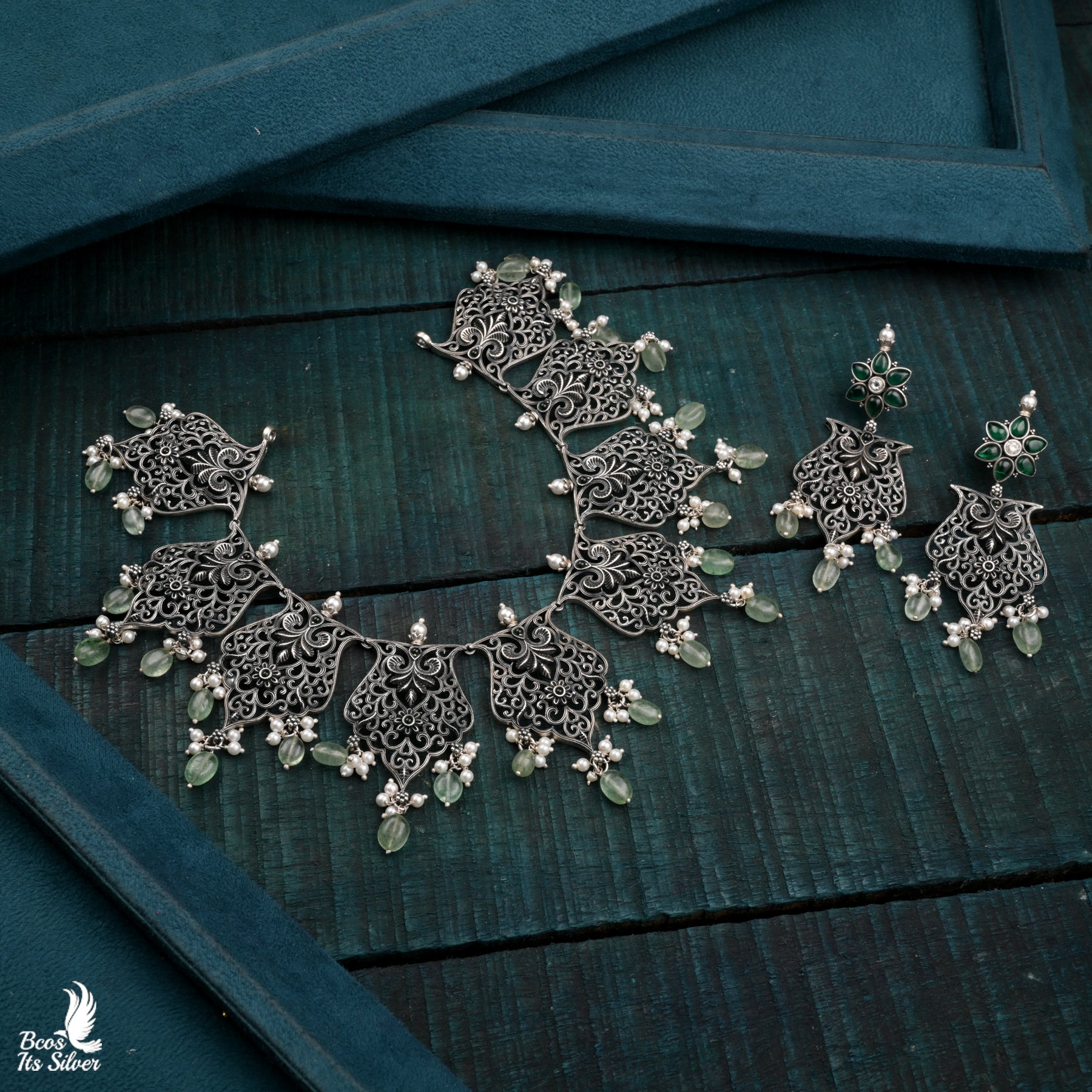 Oxidized Neckpiece with Earring- 4398
