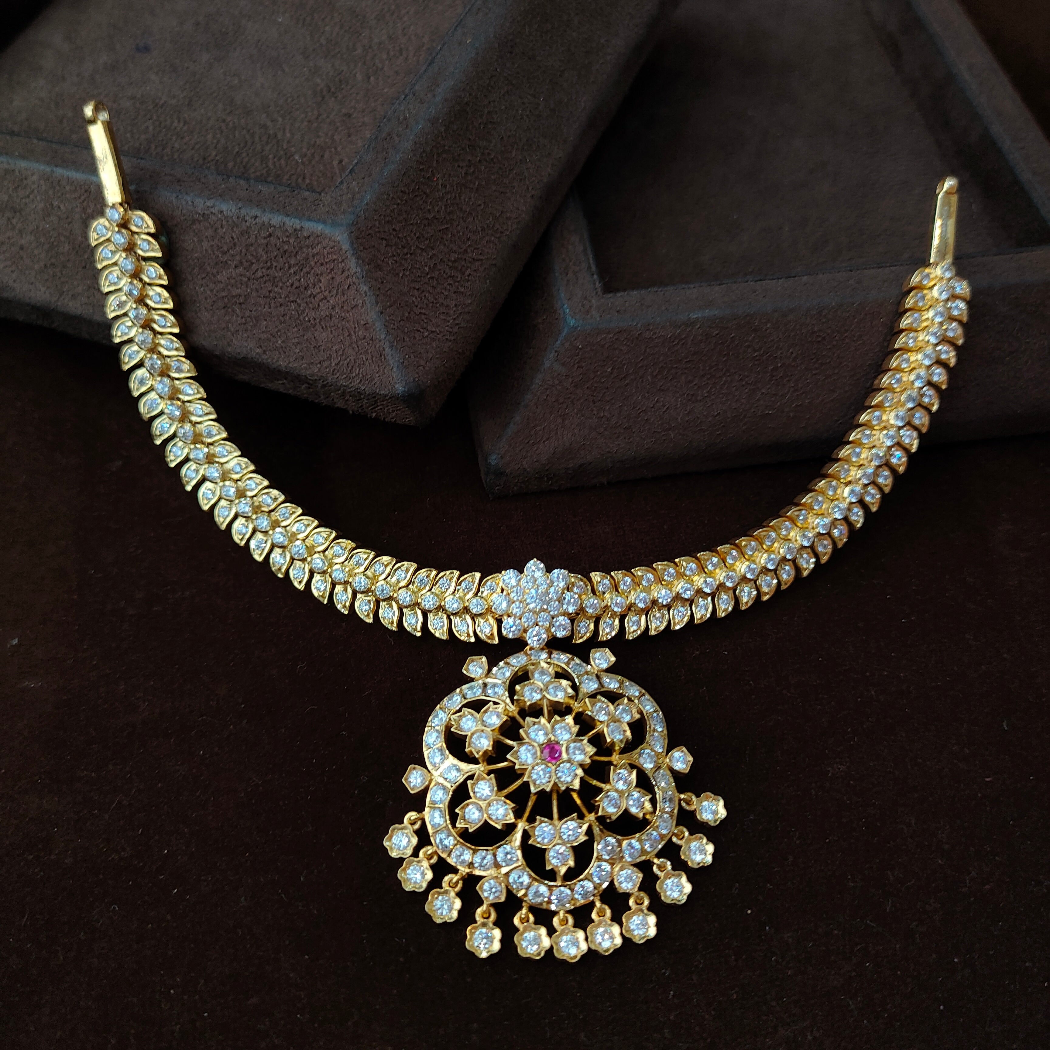 925 Gold plated Padmini Attigai Necklace - 5560 ( MADE TO ORDER )