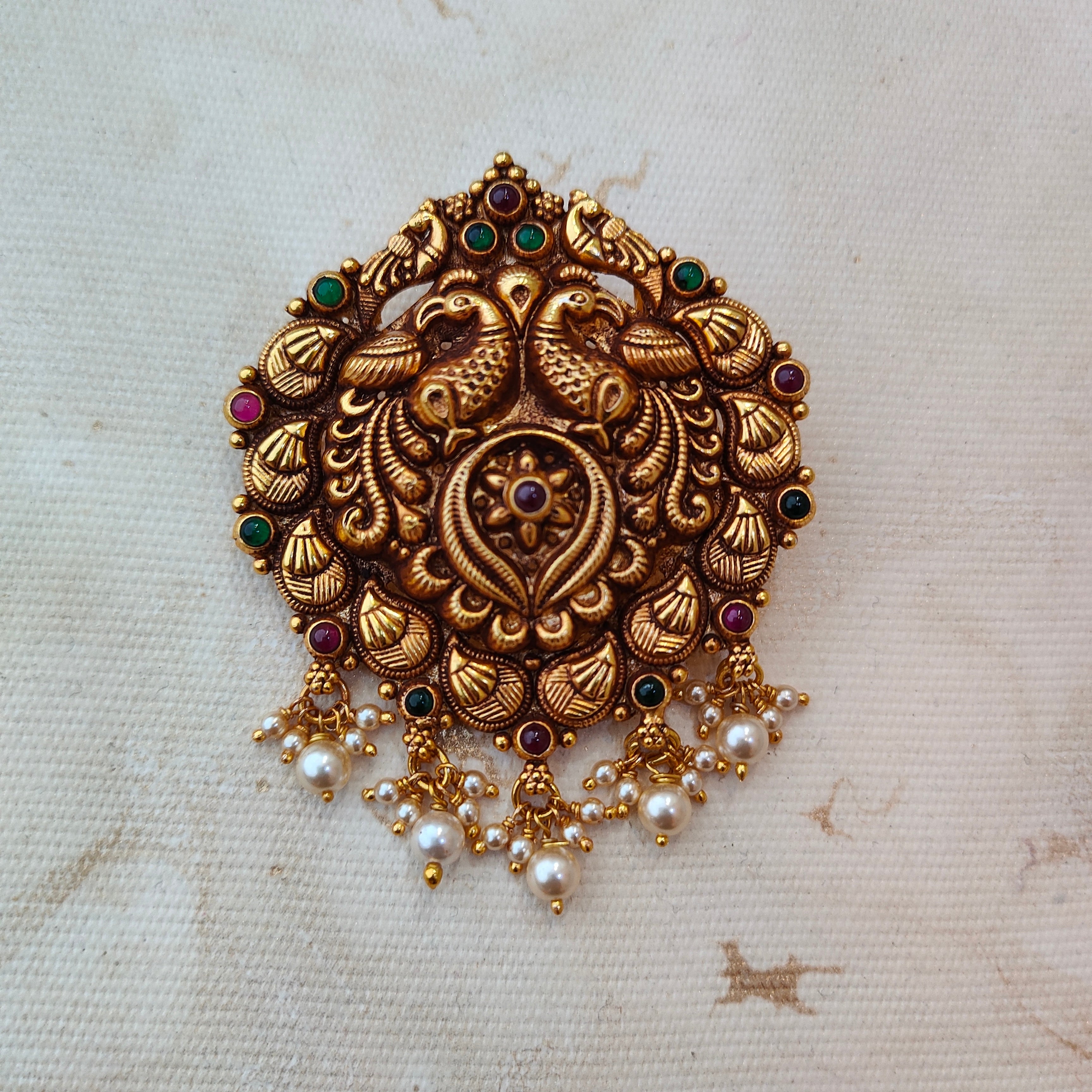 925 Silver Gold plated Peacock Pendant-1349