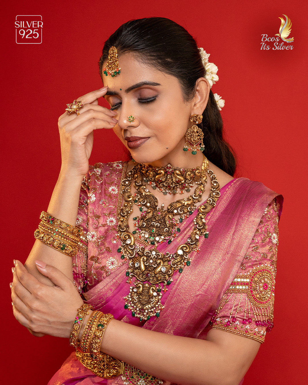 925 Silver Nakshi haram Full Set -1114