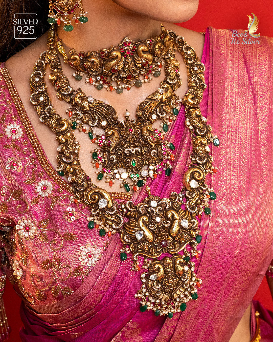 925 Silver Nakshi haram Full Set -1114