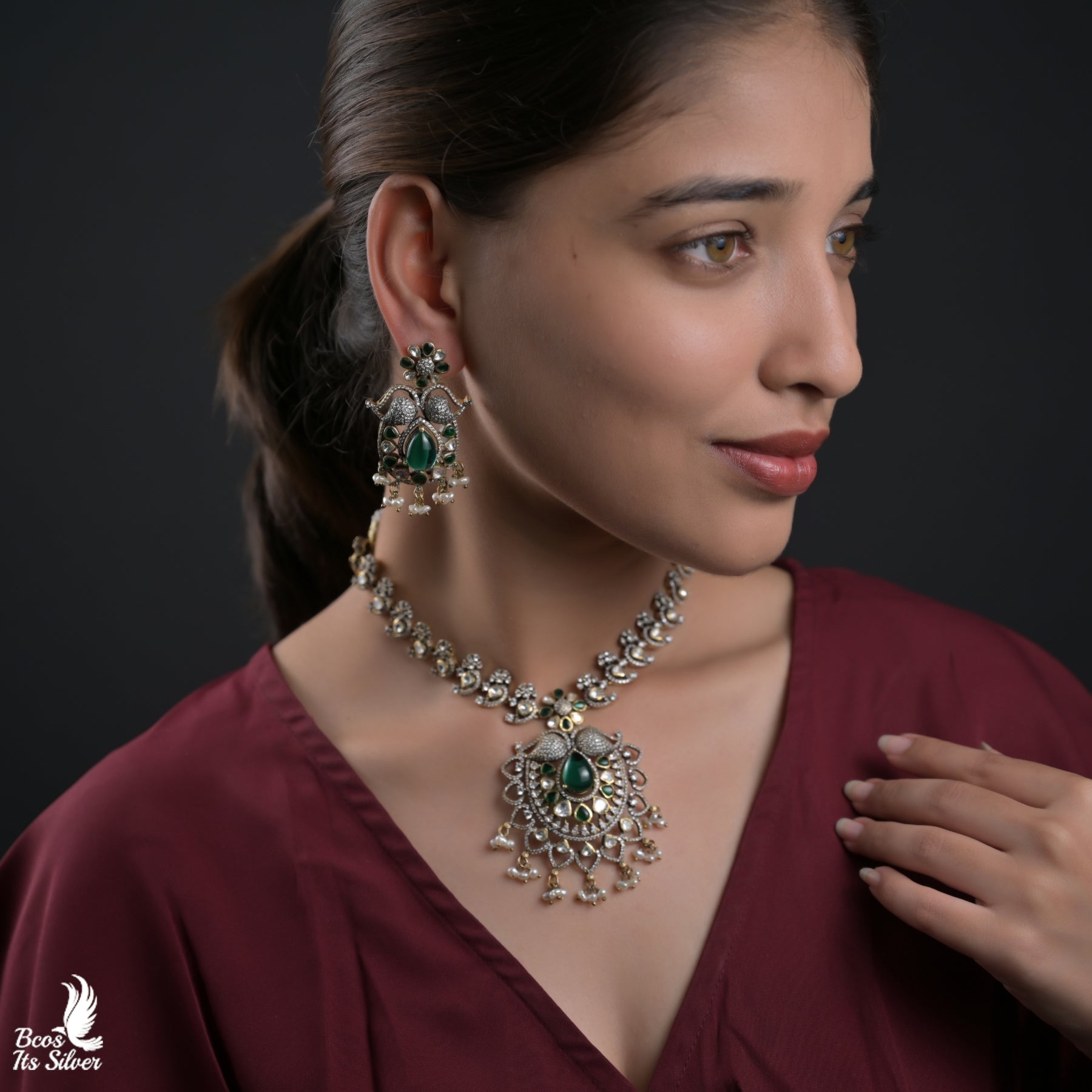 Pure 92.5 Silver Victorian Earring only- 8281