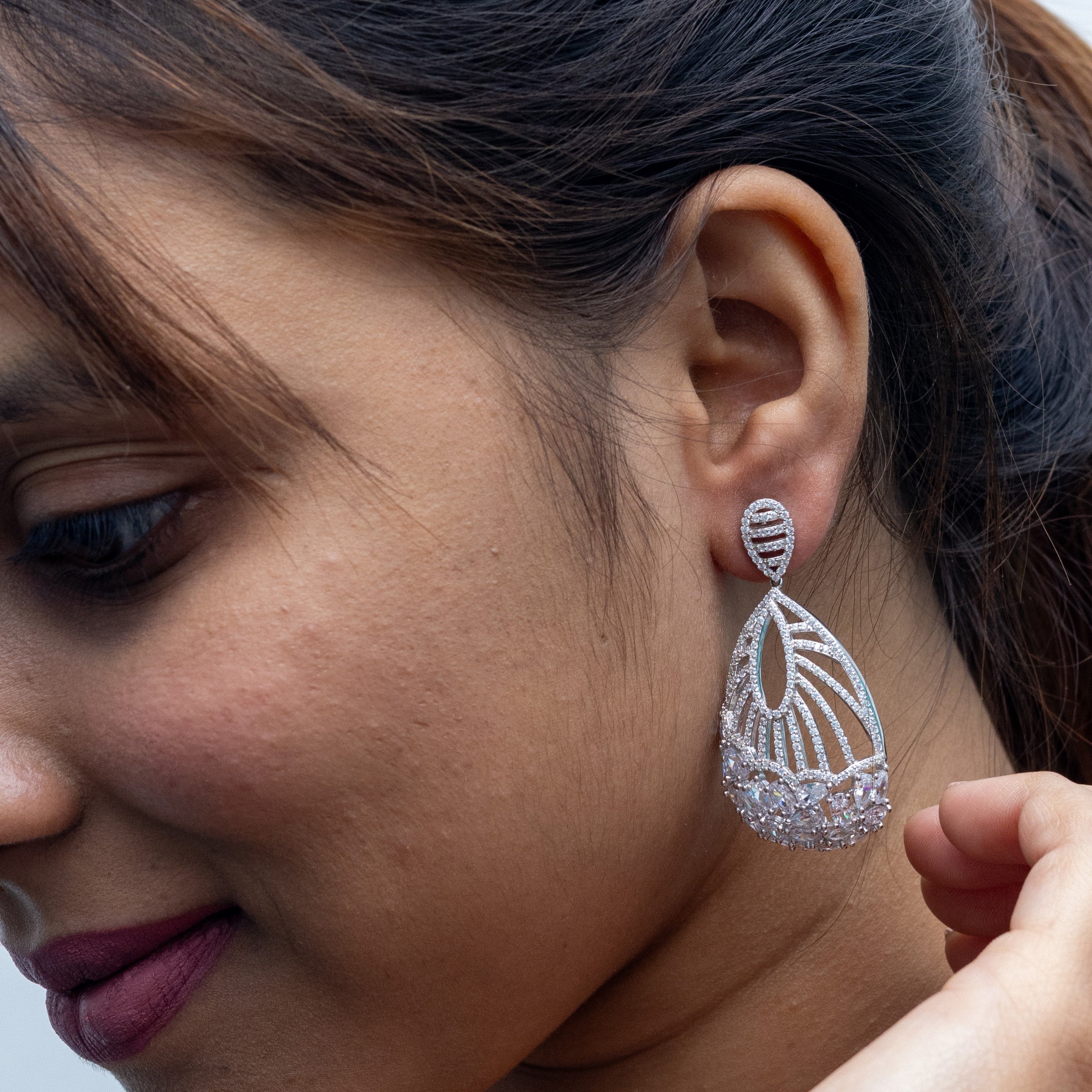 Pure 925 Silver Chandbali Earring - 0514