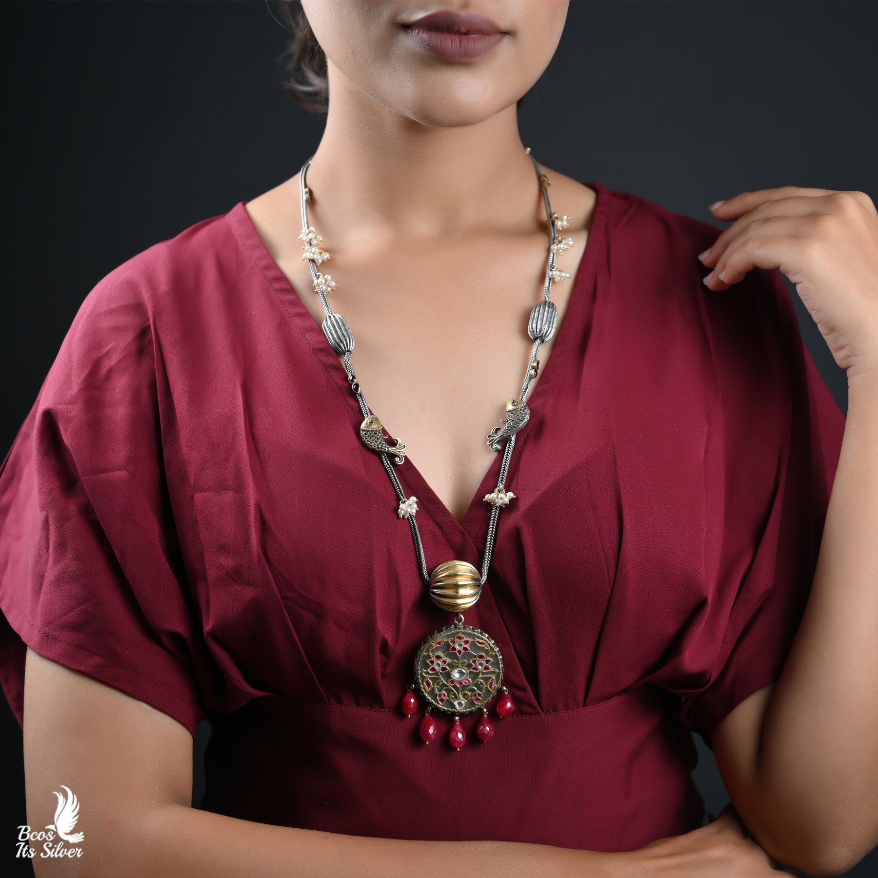 Pure 925 Silver Dual Tone Haram- 4532