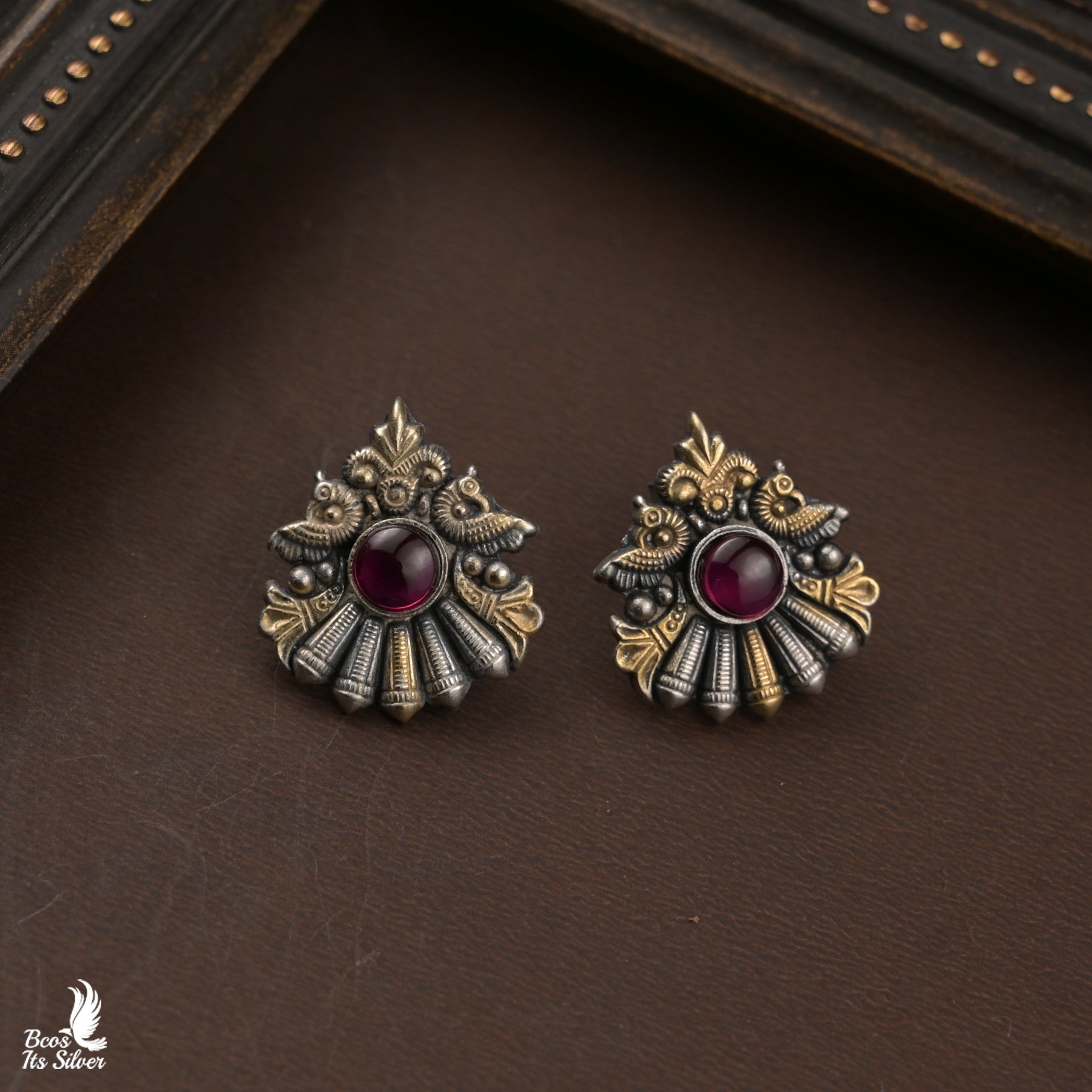 Pure 925 Silver Dual tone Earstud - 5418