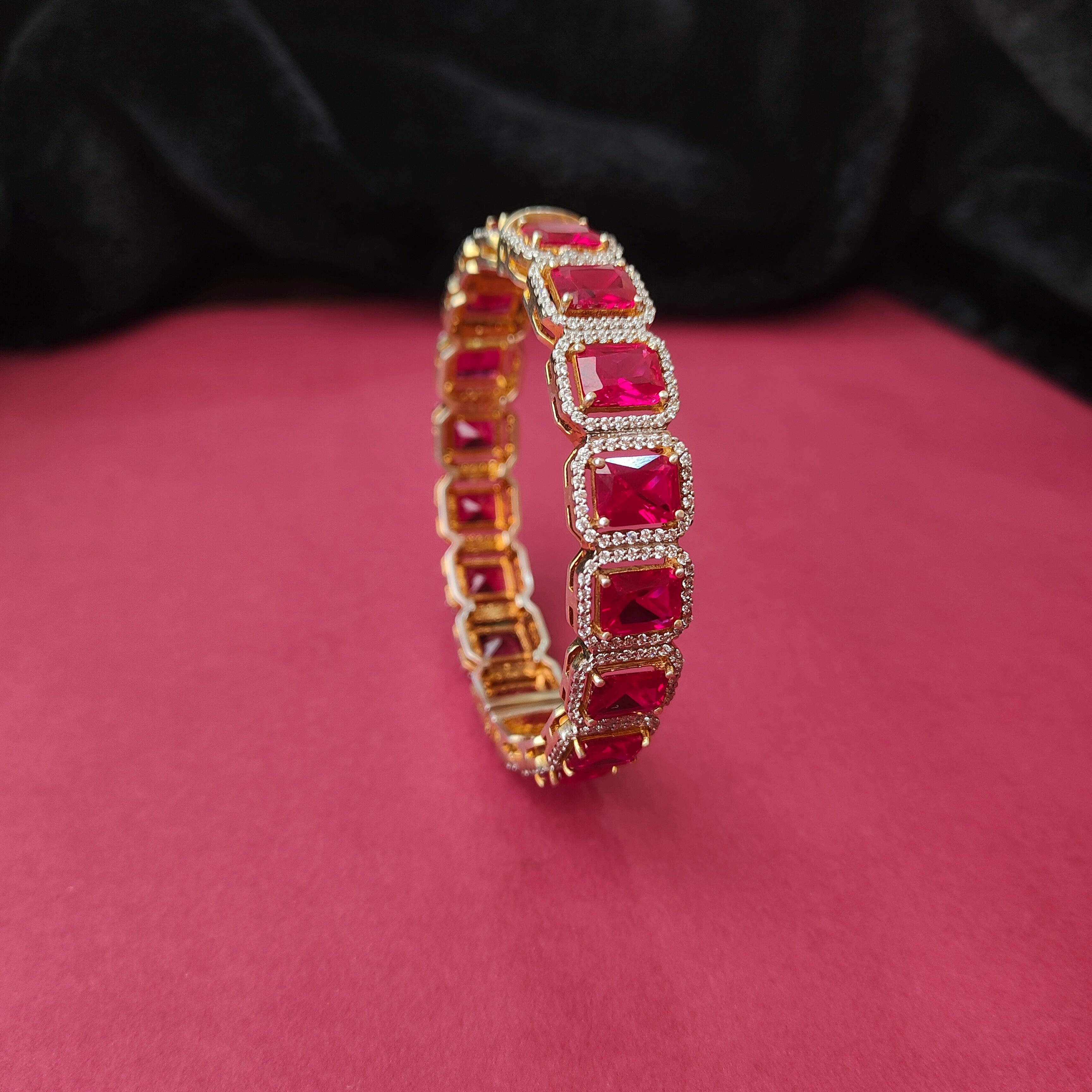 Pure 925 Silver Gold Plated Bangle -9391