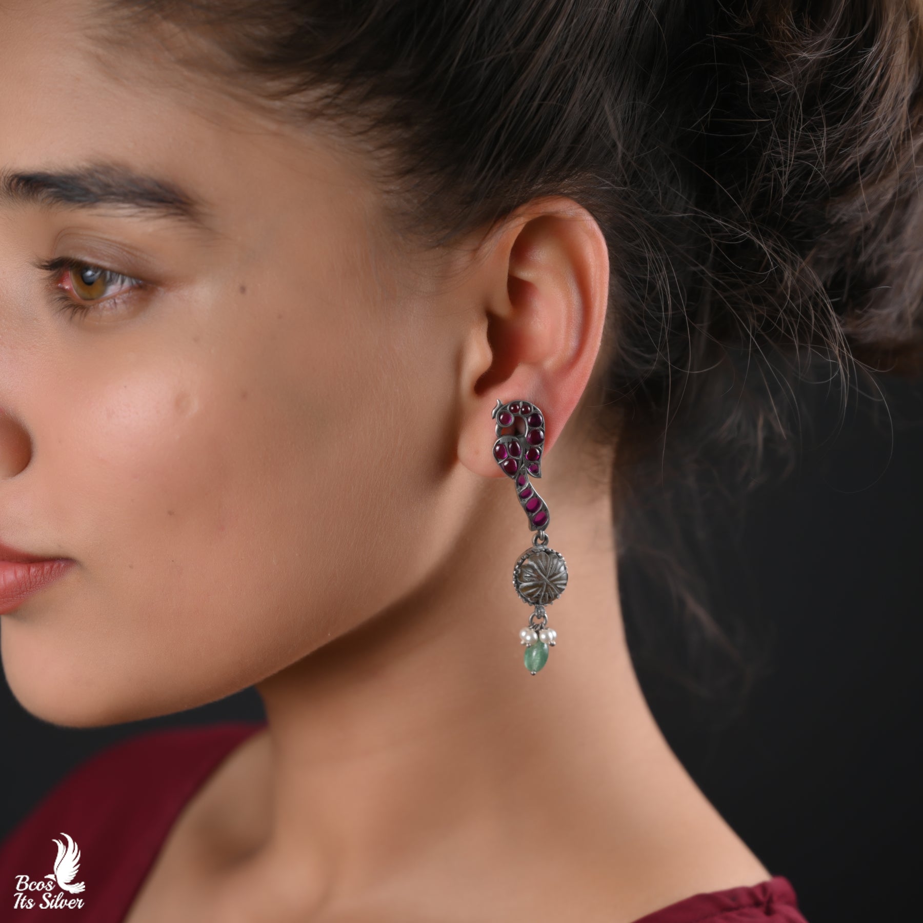 Pure 925 Silver Oxidized Earring - 1047