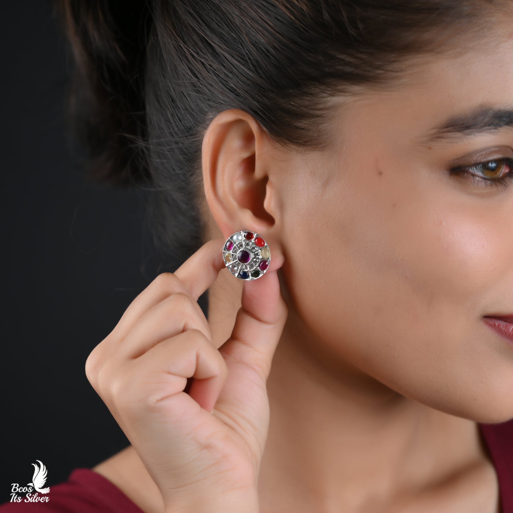Pure 925 Silver Oxidized Earstud - 6168