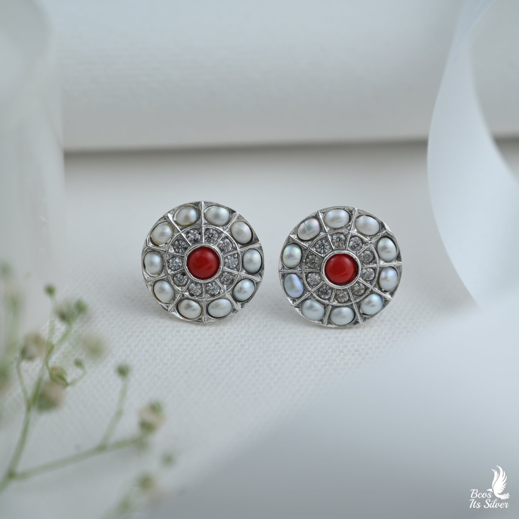 Pure 925 Silver Oxidized Earstud - 6167