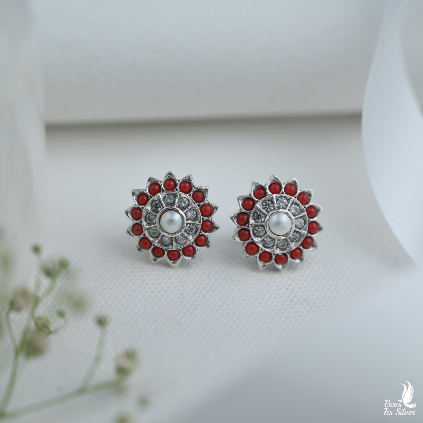 Pure 925 Silver Oxidized Earstud - 6178