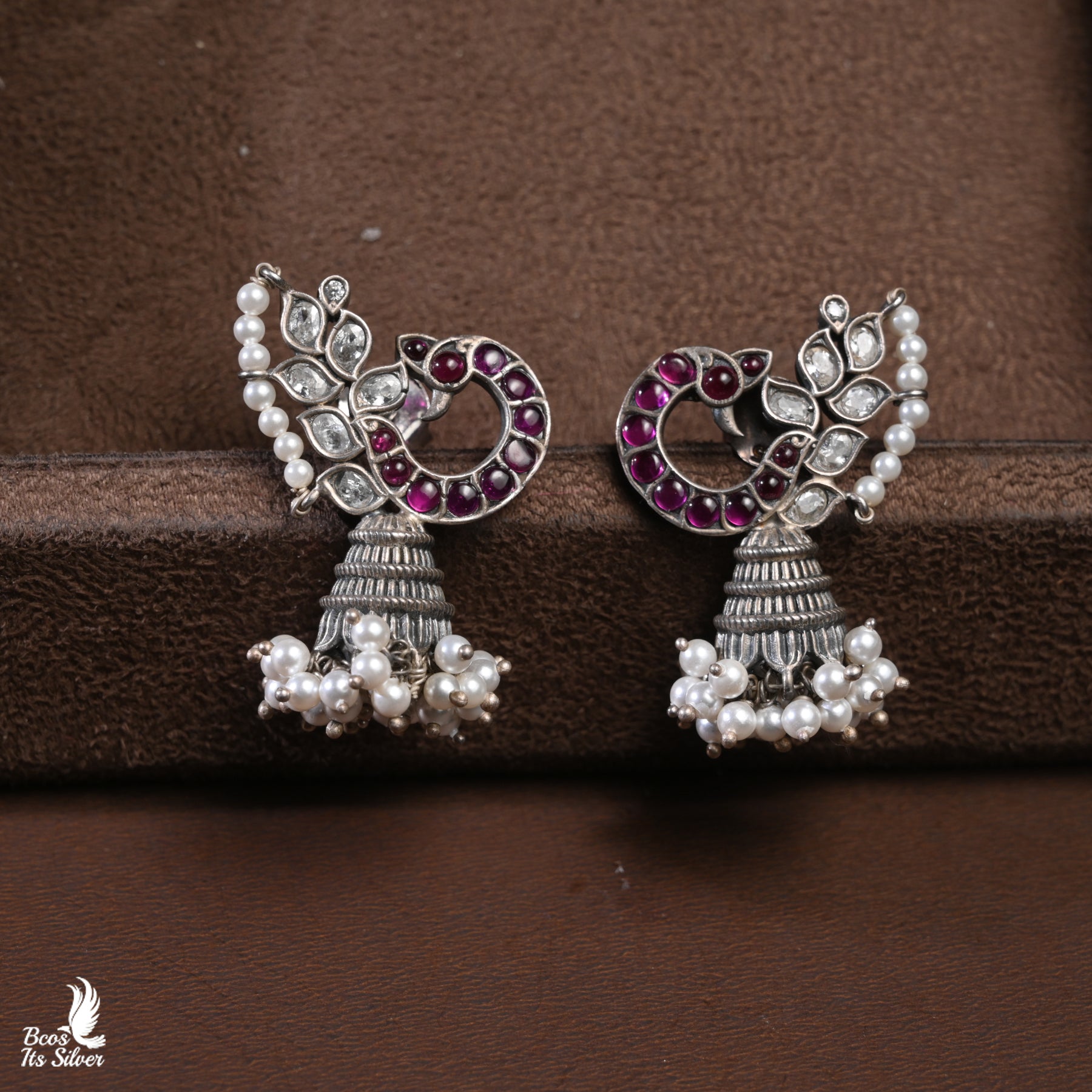 Pure 925 Silver Oxidized Jhumka - 4454