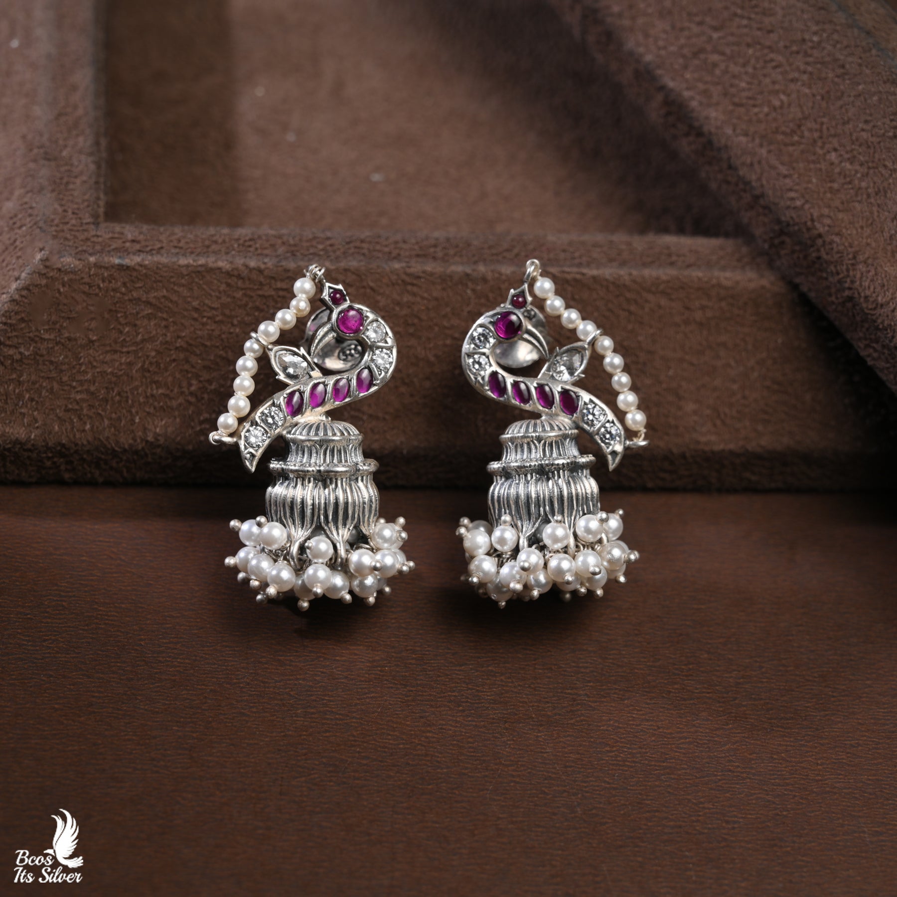 Pure 925 Silver Oxidized Jhumka - 4455