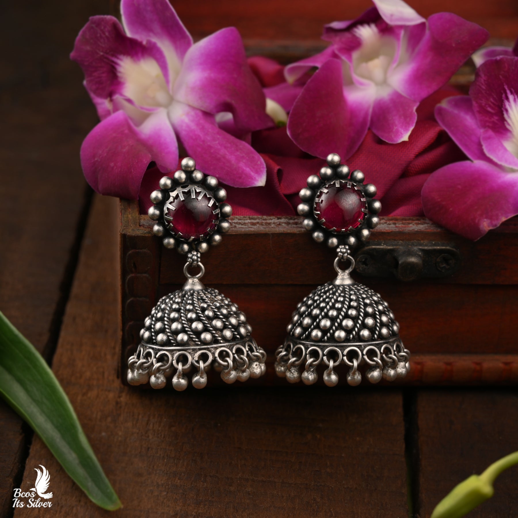 Pure 925 Silver Oxidized Jhumka - 6002