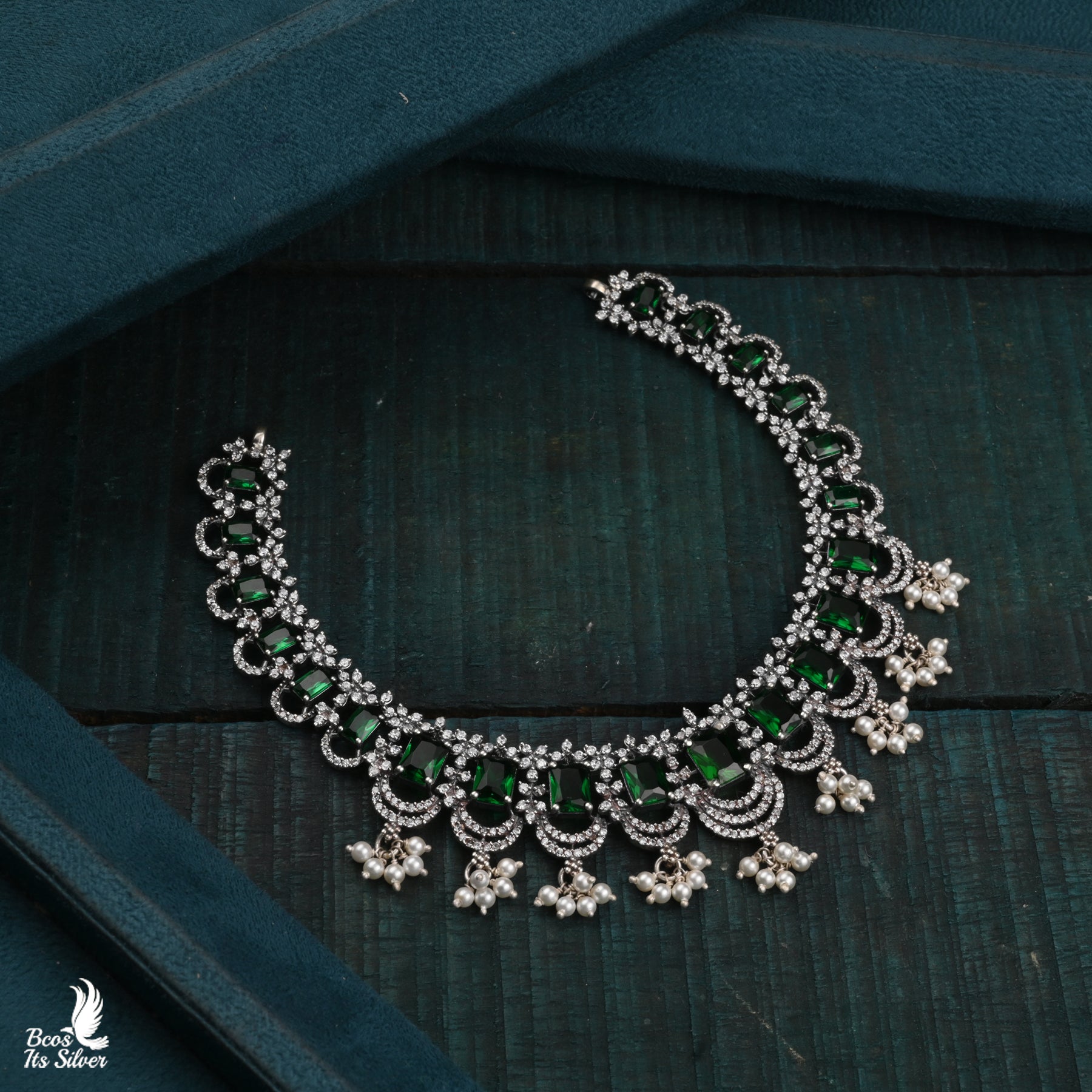 Pure 925 Silver Oxidized Neckpiece - 4396