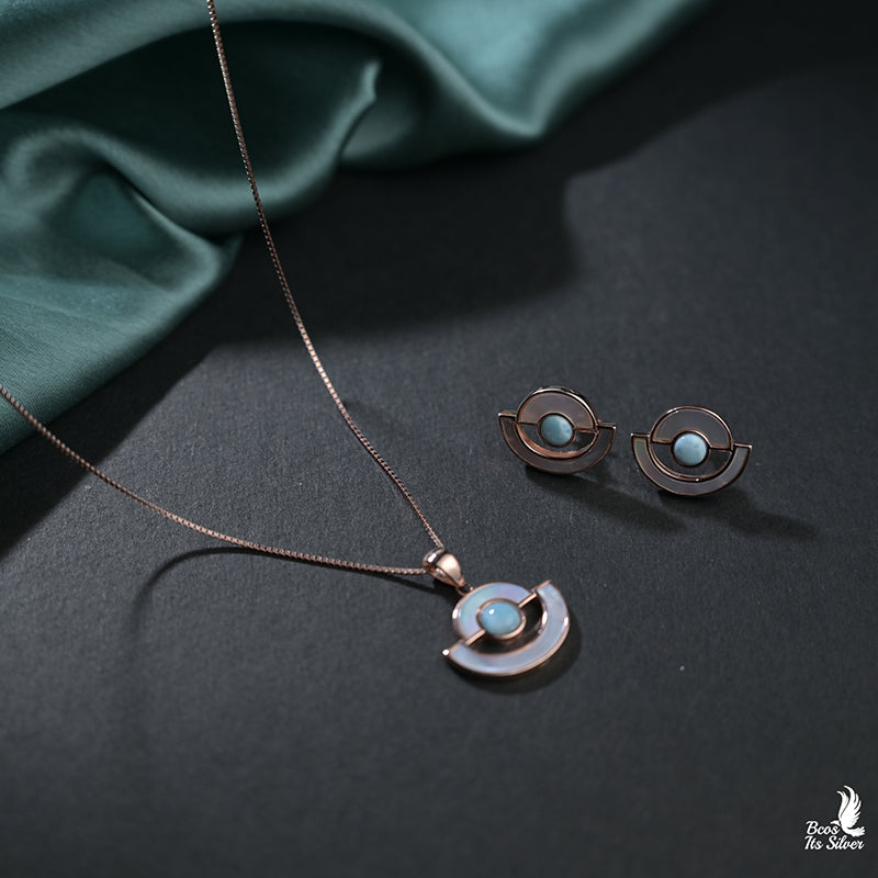 Pure 925 Silver Rosegold chain with Pendant  Set- 0098