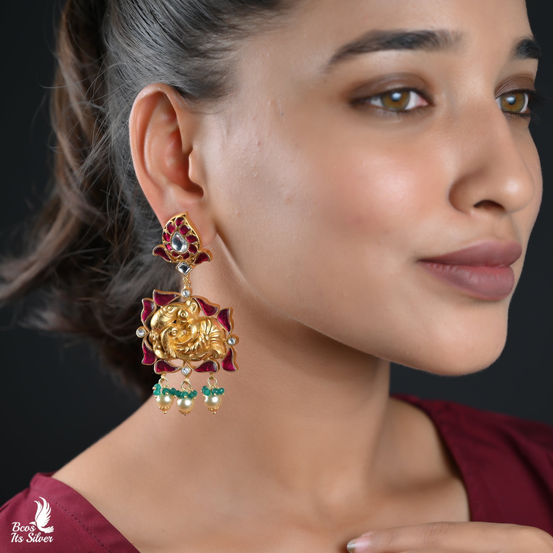 Pure 925 silver Gold Plated Chandbali - 3900