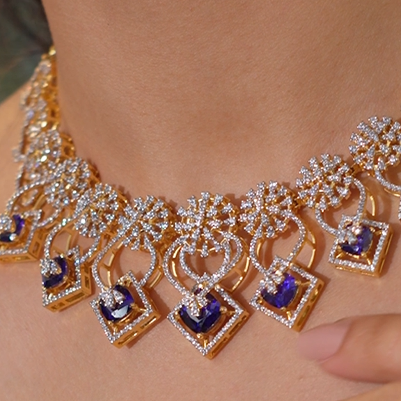 925 Silver Theia diamond look Necklace set- 0277