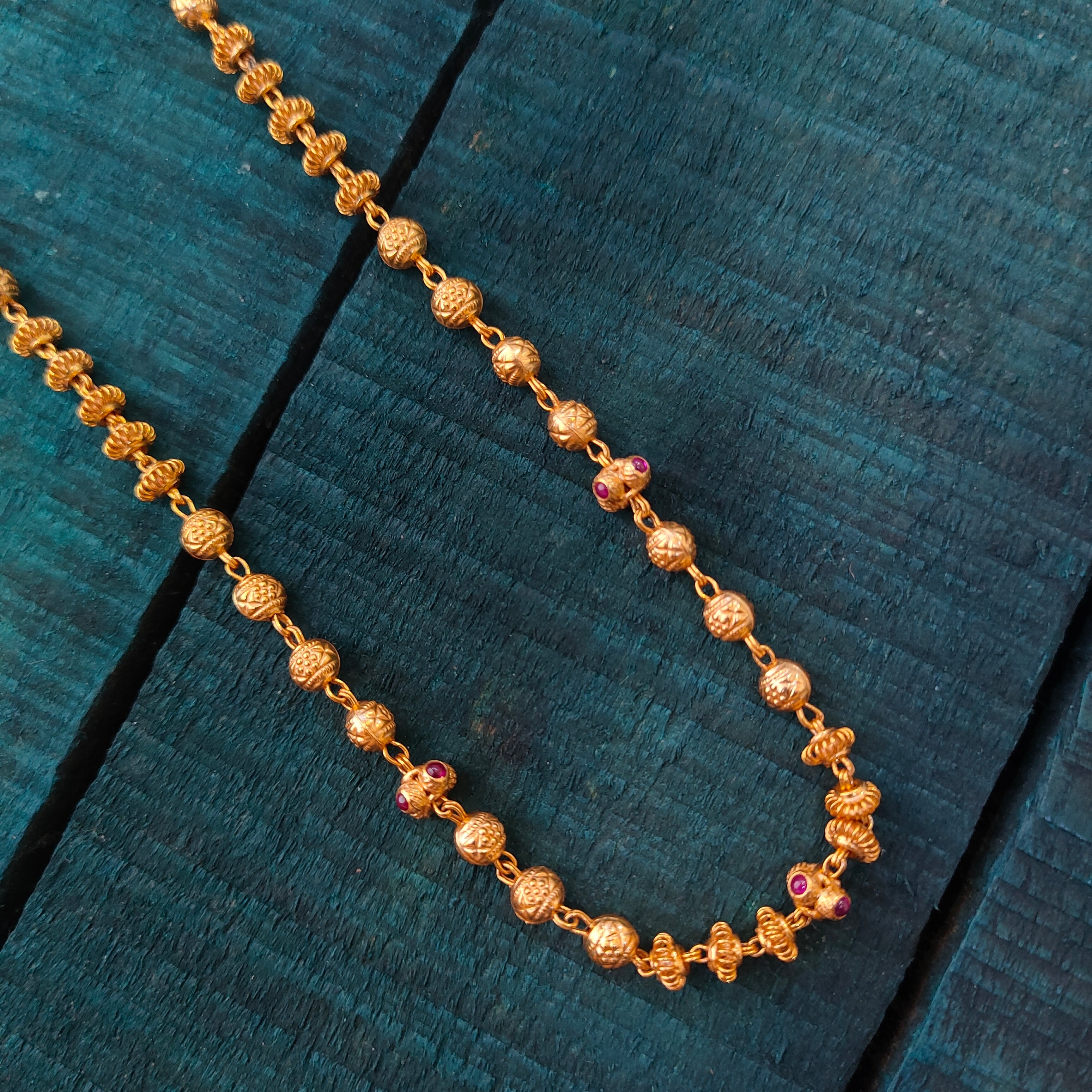 925 Silver Gold Plated Ball Chain-1423