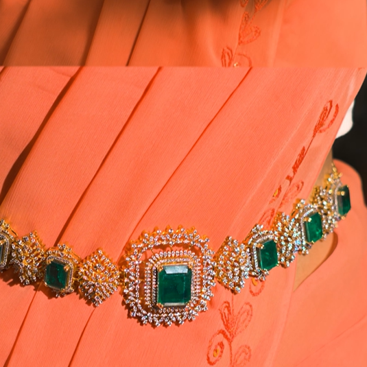 925 Silver Theia Diamond Look 4 in 1 Waist Belt-2720 (MADE TO ORDER)