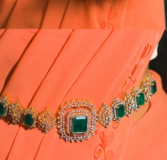 925 Silver Theia Diamond Look 4 in 1 Waist Belt-2720 (MADE TO ORDER)