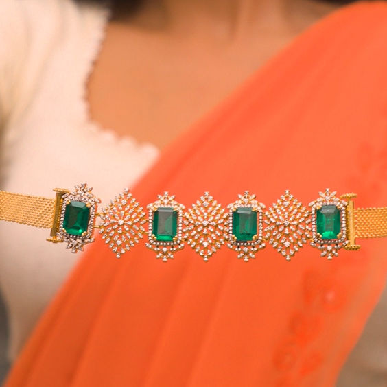 925 Silver Theia Diamond Look 4 in 1 Waist Belt-2720 (MADE TO ORDER)