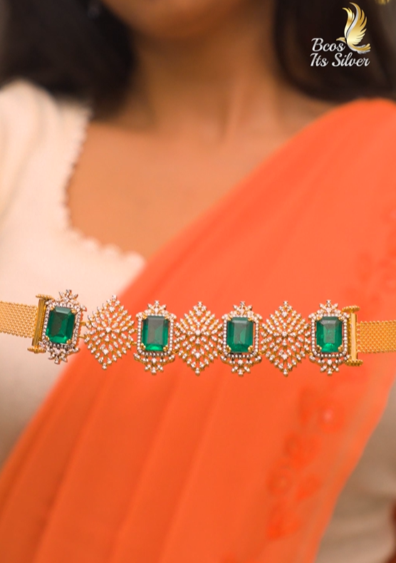 925 Silver Theia Diamond Look 4 in 1 Waist Belt-2720 (MADE TO ORDER)