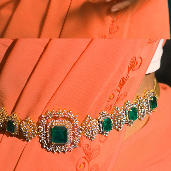 925 Silver Theia Diamond Look 4 in 1 Waist Belt-2720 (MADE TO ORDER)