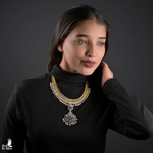 Theia Diamond Look Jalebi Necklace -0363 ( made to order)
