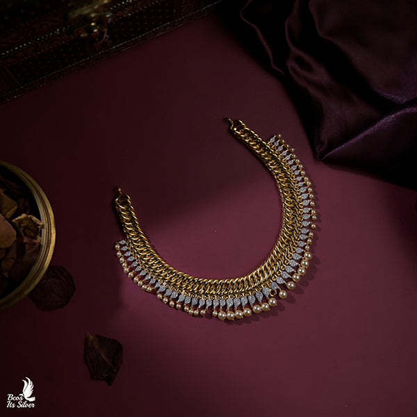 Theia Diamond Look Jalebi Necklace -0363 ( made to order)