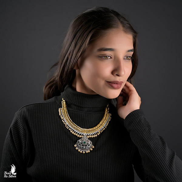 Theia Diamond Look Jalebi Necklace -0363 ( made to order)