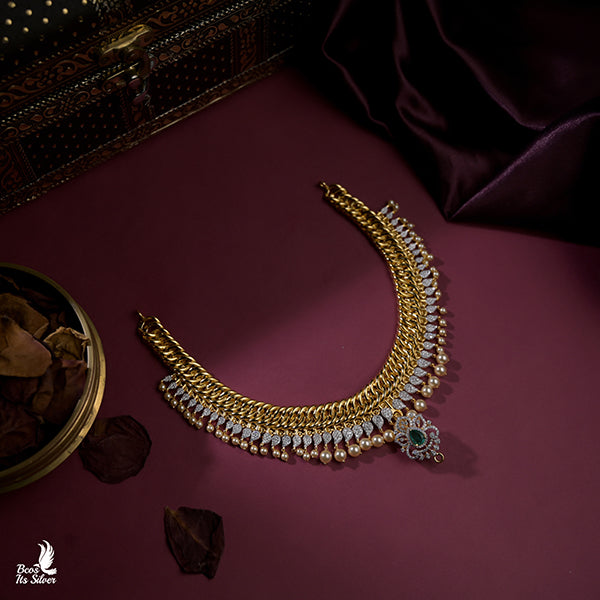 Theia Diamond Look Jalebi Necklace -0363 ( made to order)