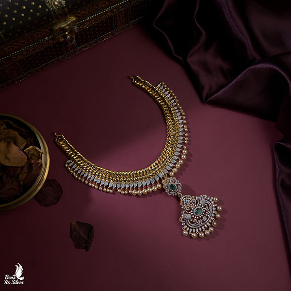 Theia Diamond Look Jalebi Necklace -0363 ( made to order)