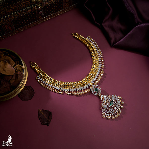 Theia Diamond Look Jalebi Necklace -0363 ( made to order)