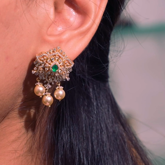 925 Silver Theia Diamond Look Pearl choker set- 5613