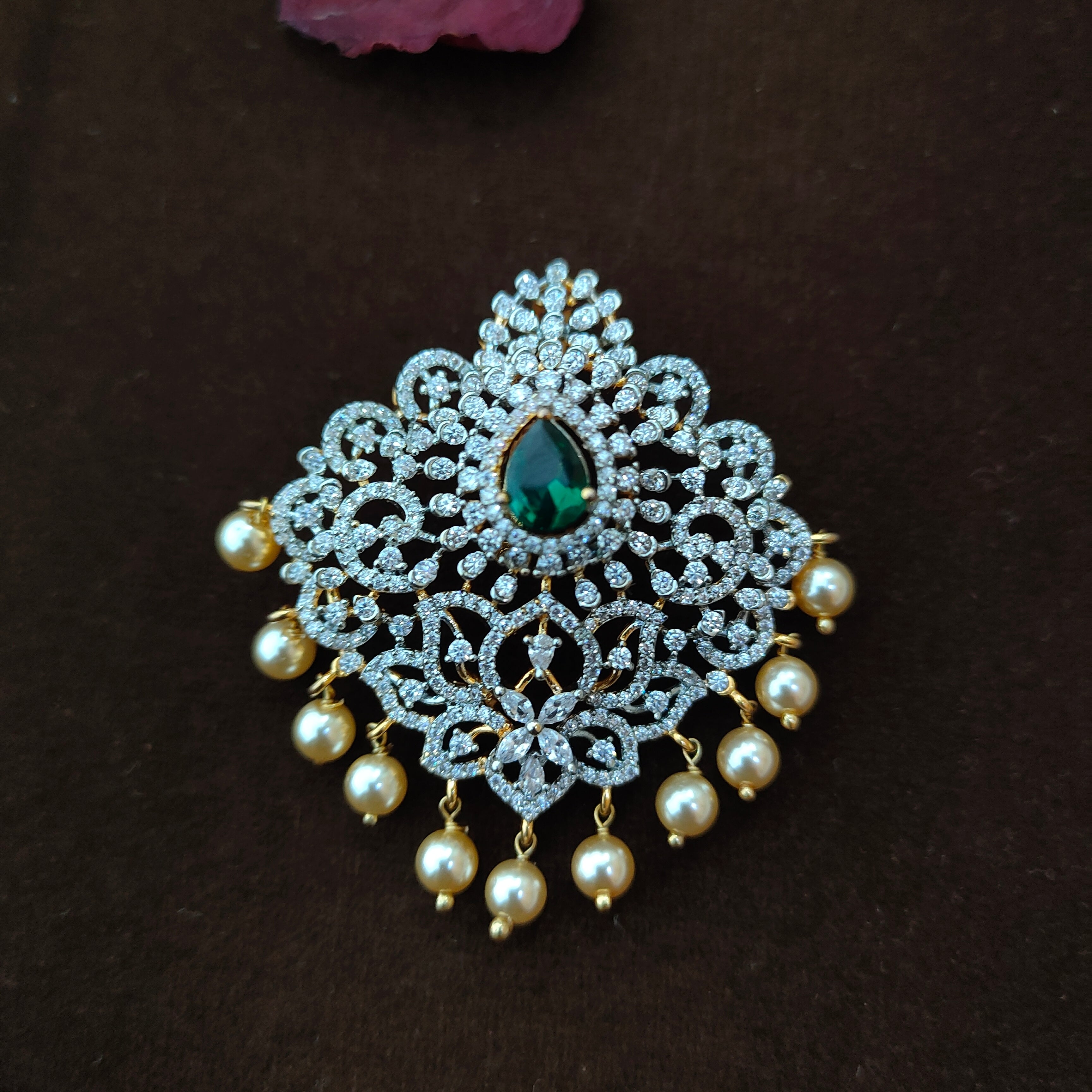 925 Silver Gold Plated CZ Pendant-1363