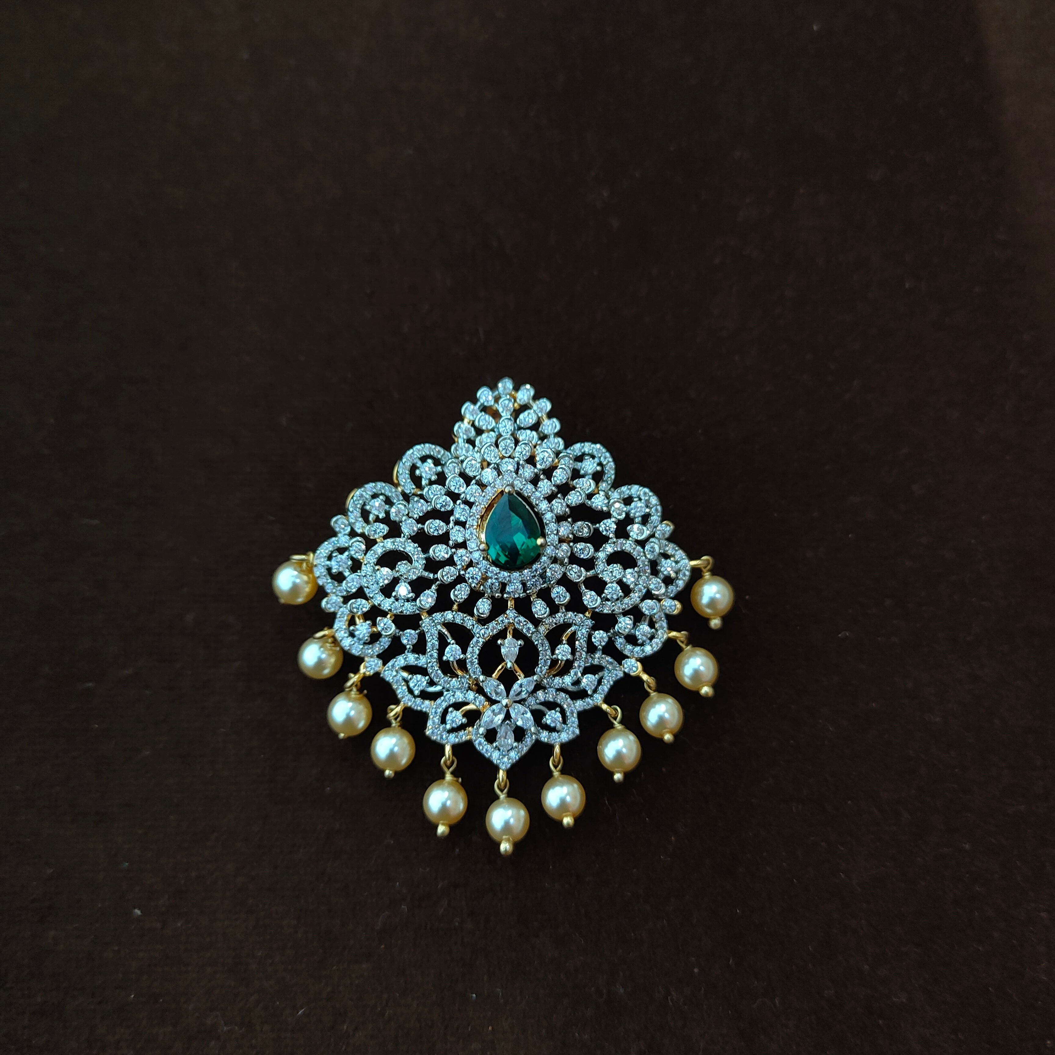 925 Silver Gold Plated CZ Pendant-1363