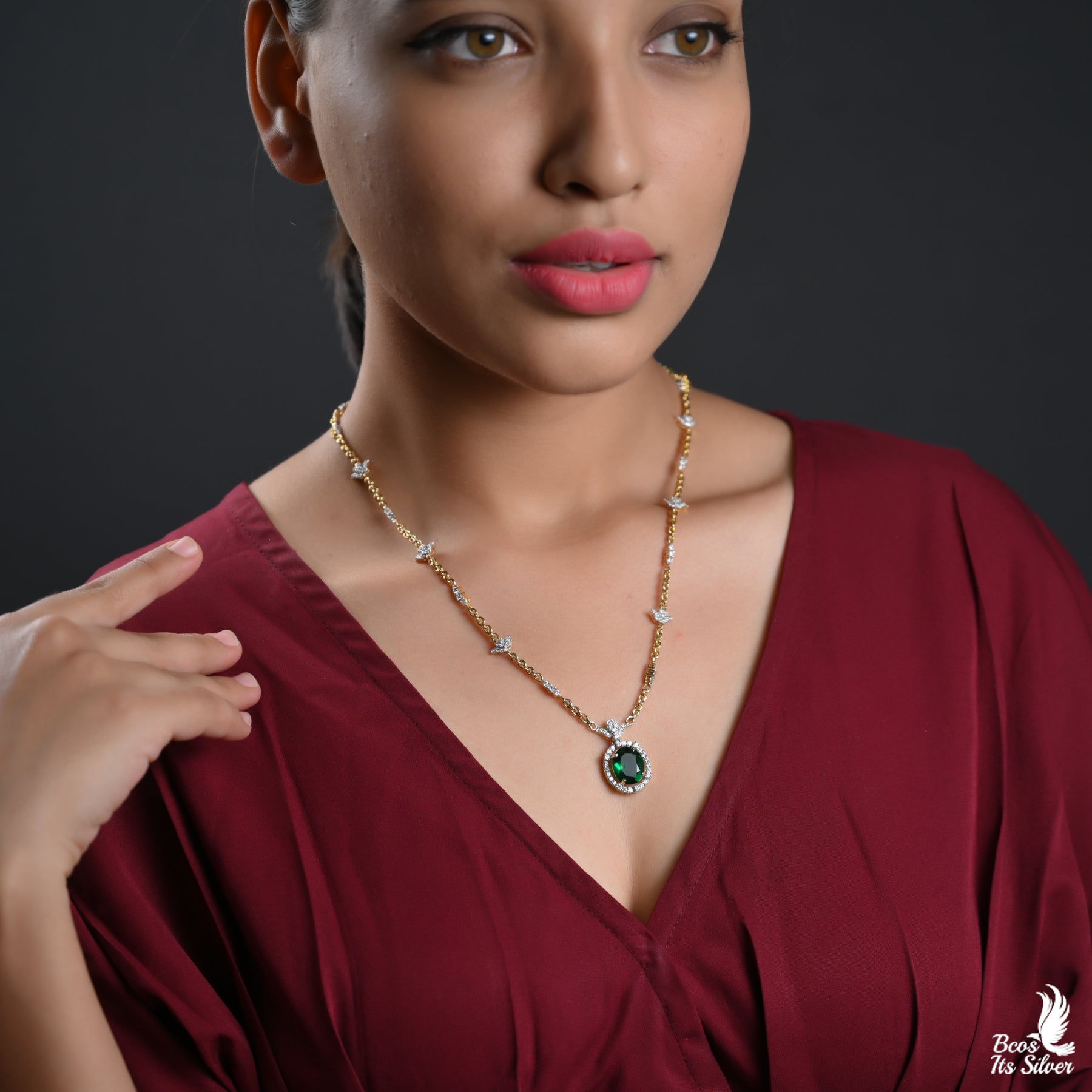Theia Diamond Look Pendant With Chain - 4819