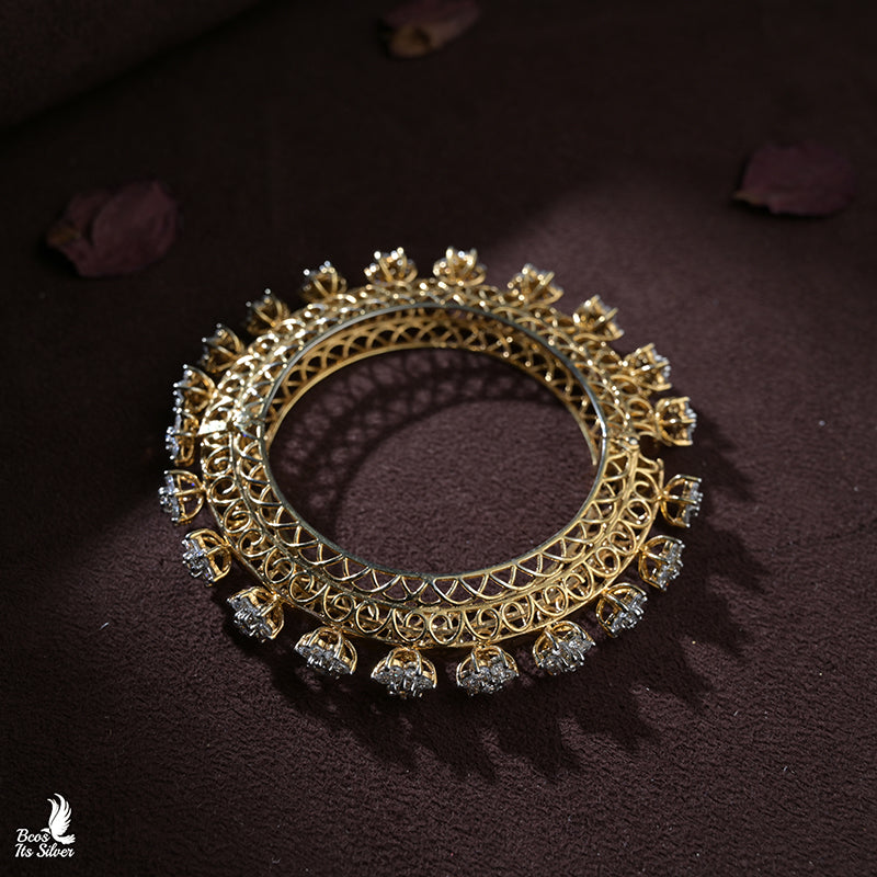 Theia Gold Plated Diamond Look Bangle - 323 -Size - 2.5