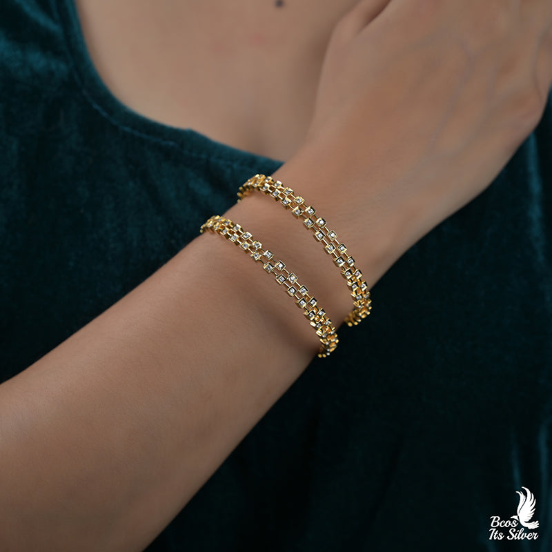 Theia Gold Plated Diamond Look Bangle - 6437