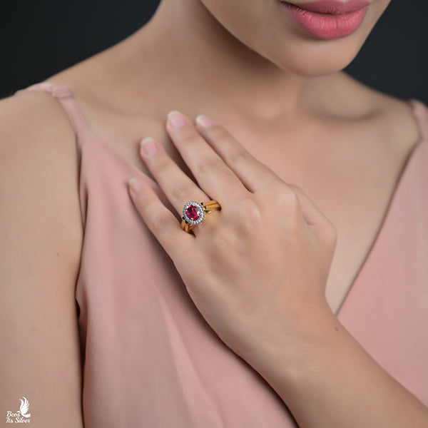 Theia Gold Plated Two In One Finger Ring - 6670