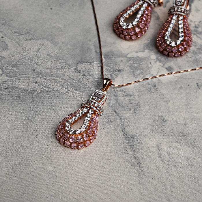 Theia Rose Gold  Pendant with Earring - 6708