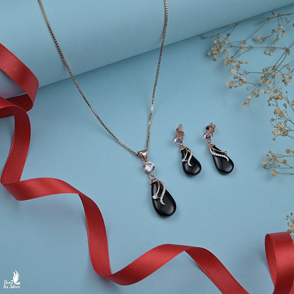 Theia Rose Gold  Pendant with Earring - 6642 ( No Chain )